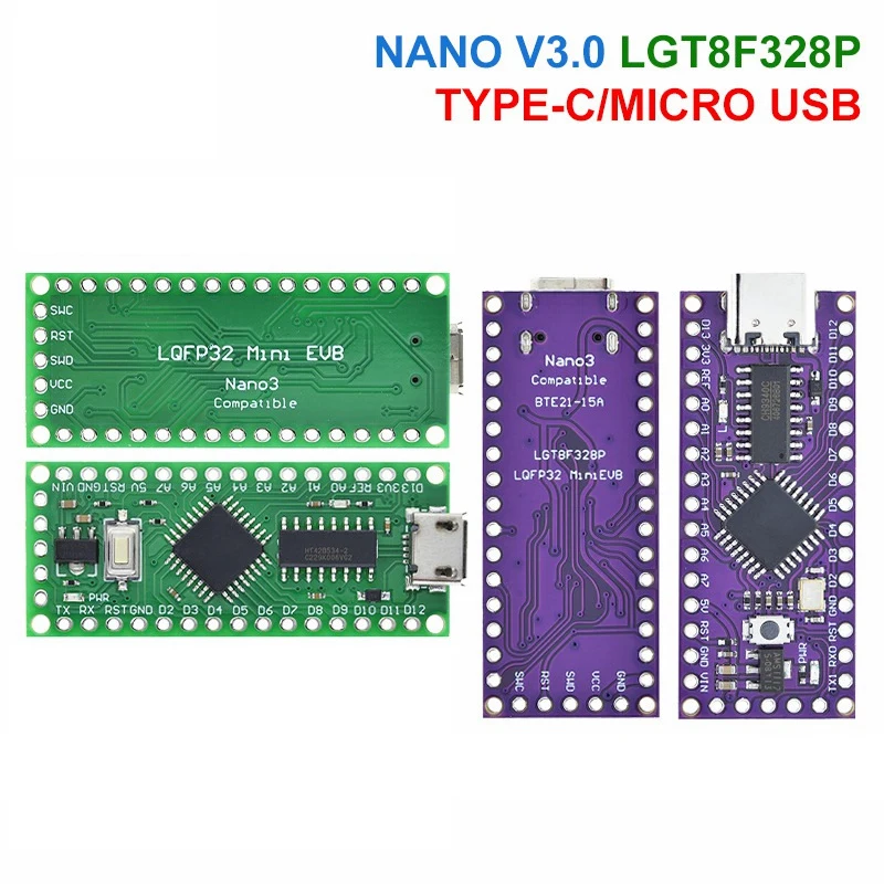 2/1шт LGT8F328P LQFP32 MiniEVB TYPE-C/Micro USB NANO V3.0 LGT8F328P HT42B534-1/CH340C Заменяет для Arduino Необходимый драйвер0