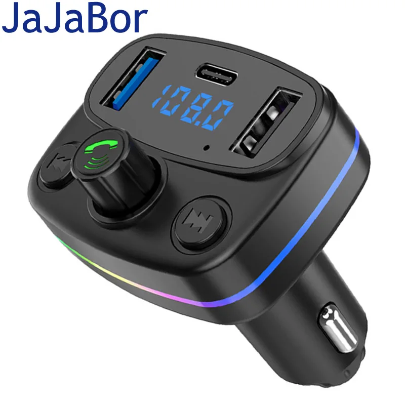 FM-передатчик JaJaBor, красочный свет, автомобильный MP3-плеер BT Type C, автомобильное зарядное устройство с двумя USB, Громкая связь, Bluetooth, автомобильный комплект0