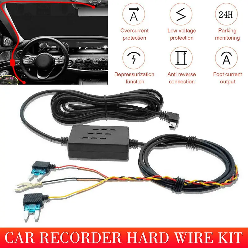 Универсальный Блок Предохранителей Hardwire Автомобильный Рекордер 1.2 М Dash Cam Hard Wire Kit с Кабелем-Адаптером USB Micro Male to Mini Female0