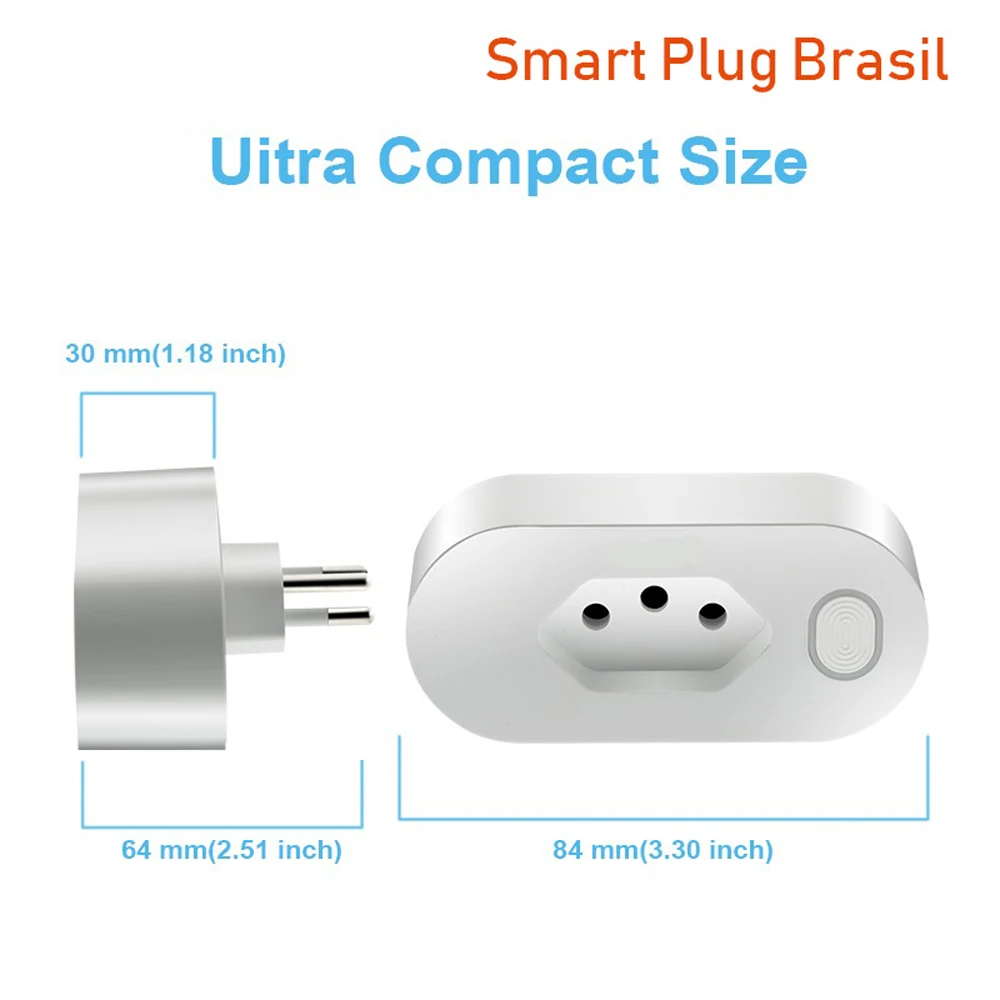 Совместимая с голосовым управлением розетка WiFi Бразильского стандарта 16A Smart Outlet Пульт дистанционного управления Монитор питания Таймер0