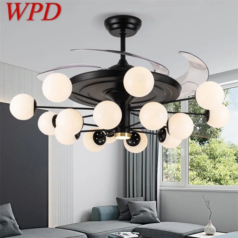 WPD Современные потолочные вентиляторы, Большие 52-дюймовые лампы с дистанционным управлением без лезвия для домашней столовой0