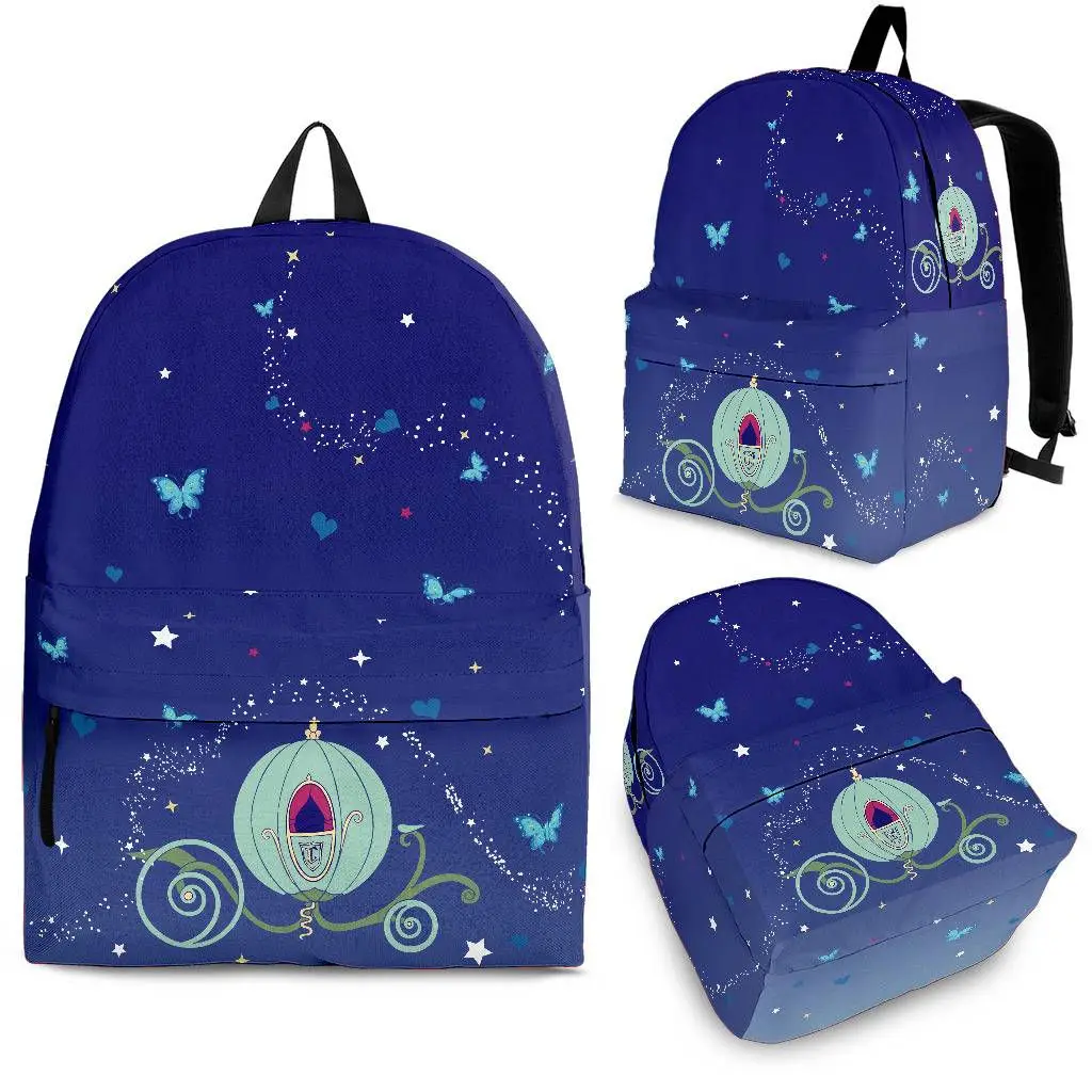 YIKELUO Фэнтези Звезда Бабочка Карета Принт Молодежный рюкзак для ноутбука Прочный студенческий рюкзак для учебников с застежкой-молнией В сумке0