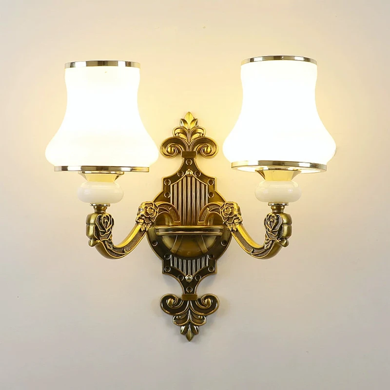 Настенные светильники в Скандинавском стиле для спальни, Роскошный настенный светильник для гостиной, Антикварная прикроватная стеклянная лампа для лестницы, Простой светильник для прихожей0