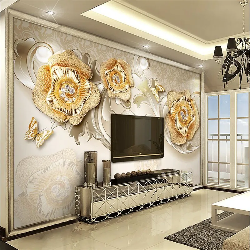 Обои для стен beibehang, украшения из розового золота, фон с бабочками, современная художественная роспись в Европе для гостиной, большая картина0