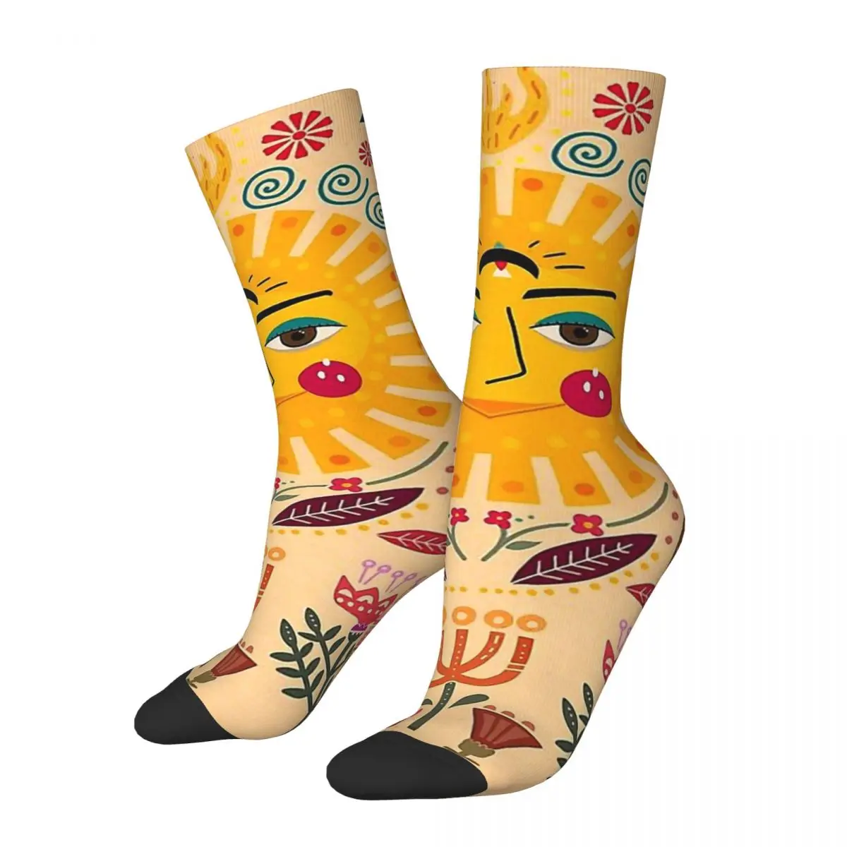 Забавные мужские носки народного творчества, вдохновленные сказочным ретро-харадзюку в стиле хип-хоп С бесшовным рисунком Crew Crazy Sock В подарок с принтом0