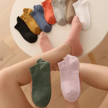 10 шт. Однотонные хлопковые носки для защиты ног, женские носки-невидимки, студенческие женские носки-лодочки, белые носки