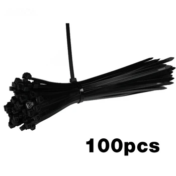 100ШТ нейлоновых кабельных стяжек самоблокирующиеся кабельные стяжки с намоткой на черное пластиковое кольцо кабельные стяжки фиксированные кабели различные спецификации