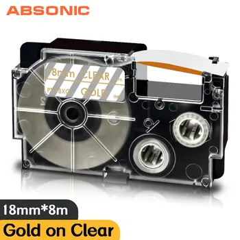 1pk Gold на прозрачной ленте 18 мм, Совместимый с принтером Casio Label Tape XR 18XG Label Maker для Casio KL8200 KL8800 KL-G2TC KL-170PLUS