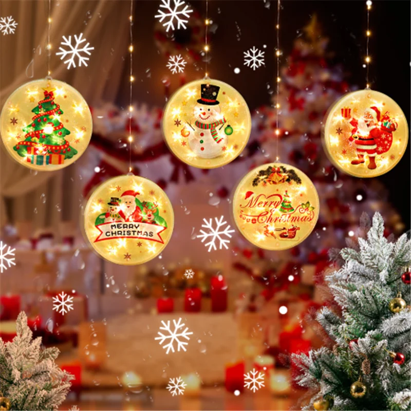 Счастливого Рождества 2022 Новый Год LED Sucker Light String Сказочная Гирлянда Рождественское Украшение Navidad Home Christmas Decoration1