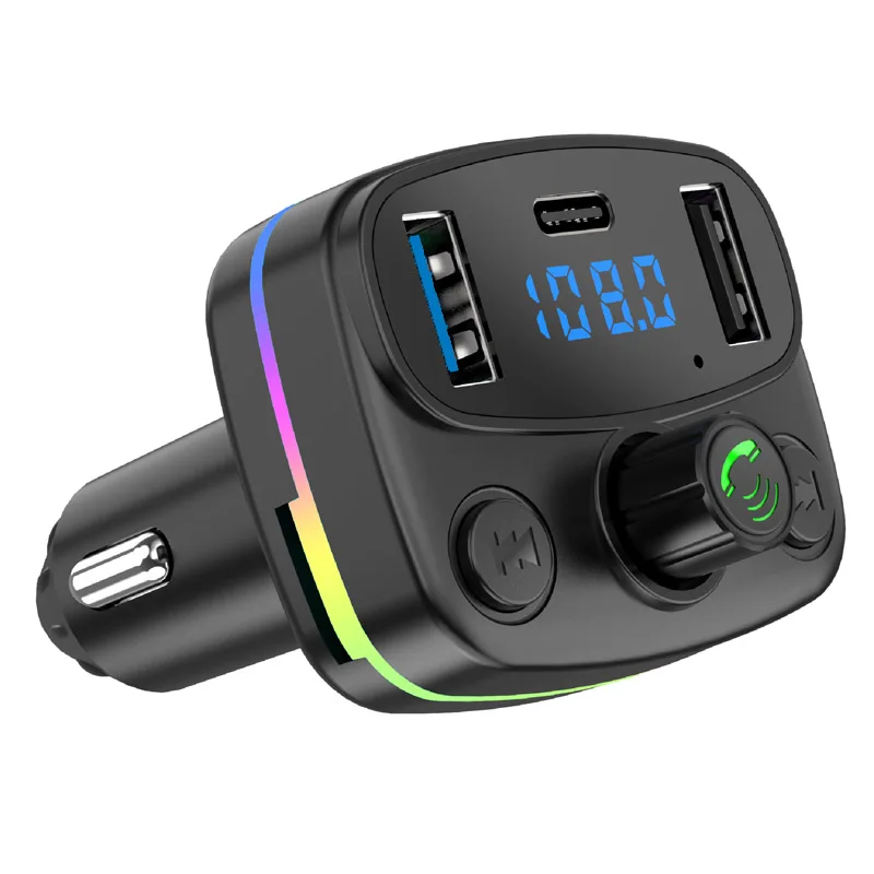 FM-передатчик JaJaBor, красочный свет, автомобильный MP3-плеер BT Type C, автомобильное зарядное устройство с двумя USB, Громкая связь, Bluetooth, автомобильный комплект1