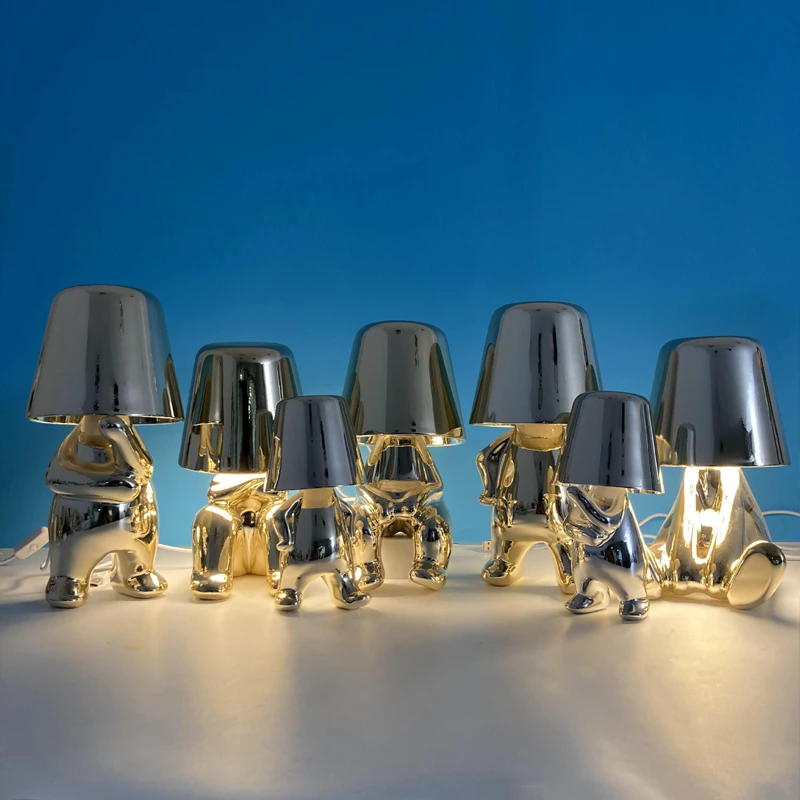 Креативные лампы Little Golden Man 2000mAh Перезаряжаемая Настольная лампа Сенсорные Беспроводные Атмосферные лампы с регулируемой яркостью для спальни Кафе Подарок1