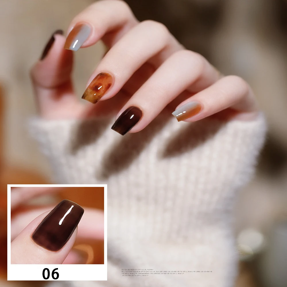 Vendeeni Желе Янтарный Гель-лак для ногтей Коричневый Осенний Дизайн ногтей Hawksbill Гель Для ногтей Полупостоянный УФ-гель-лак для ногтей1