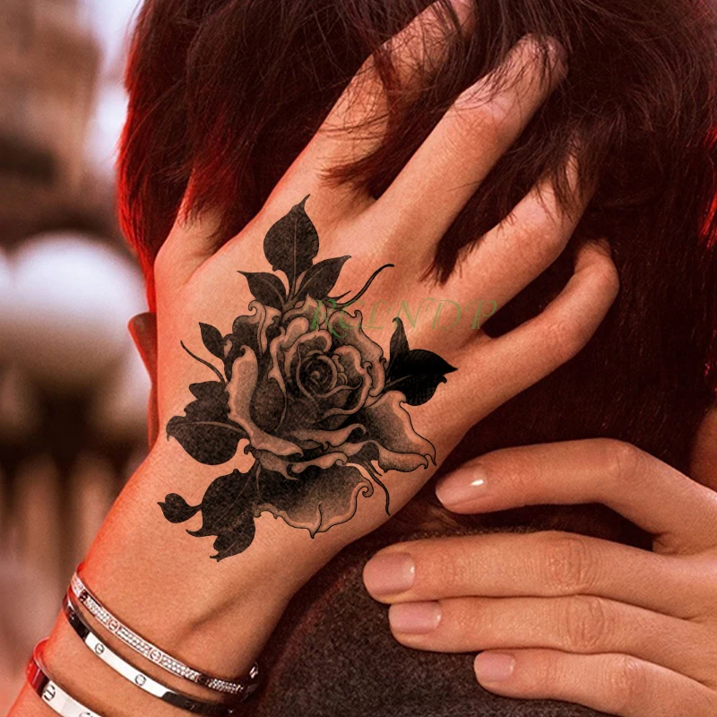 Водонепроницаемые Временные Татуировки Наклейки роза цветок растение рука рука Поддельная Татуировка Флэш Тату Боди Арт татуировки для Девочек Женщин Мужчин детей1