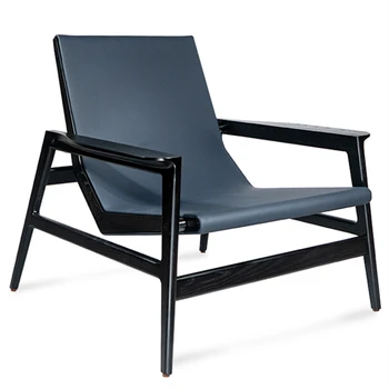 2020 домашний итальянский дизайнер, стильная пена с эффектом памяти, черное массивное дерево, синяя кожа, современное кресло для отдыха