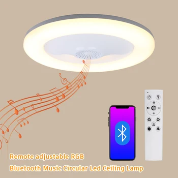 28 Вт, современные потолочные светильники RGBCW, умные светодиодные фонари 220 В, приложение Bluetooth, музыкальный голос для спальни, домашнее освещение, декор, пульт дистанционного управления