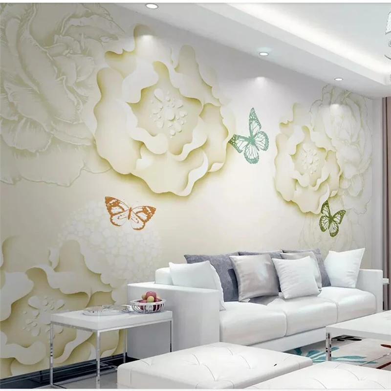 wellyu Пользовательские обои 3D фрески элегантный и простой стерео пион гостиная ТВ фон стены papel de parede 3d обои2