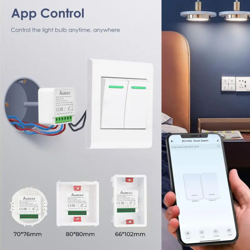 Mini Tuya Smart 2 Gang WIFI Switch Беспроводной релейный модуль DIY Smart Home APP Control Работает с Alexa Google Home, Яндекс Алиса2
