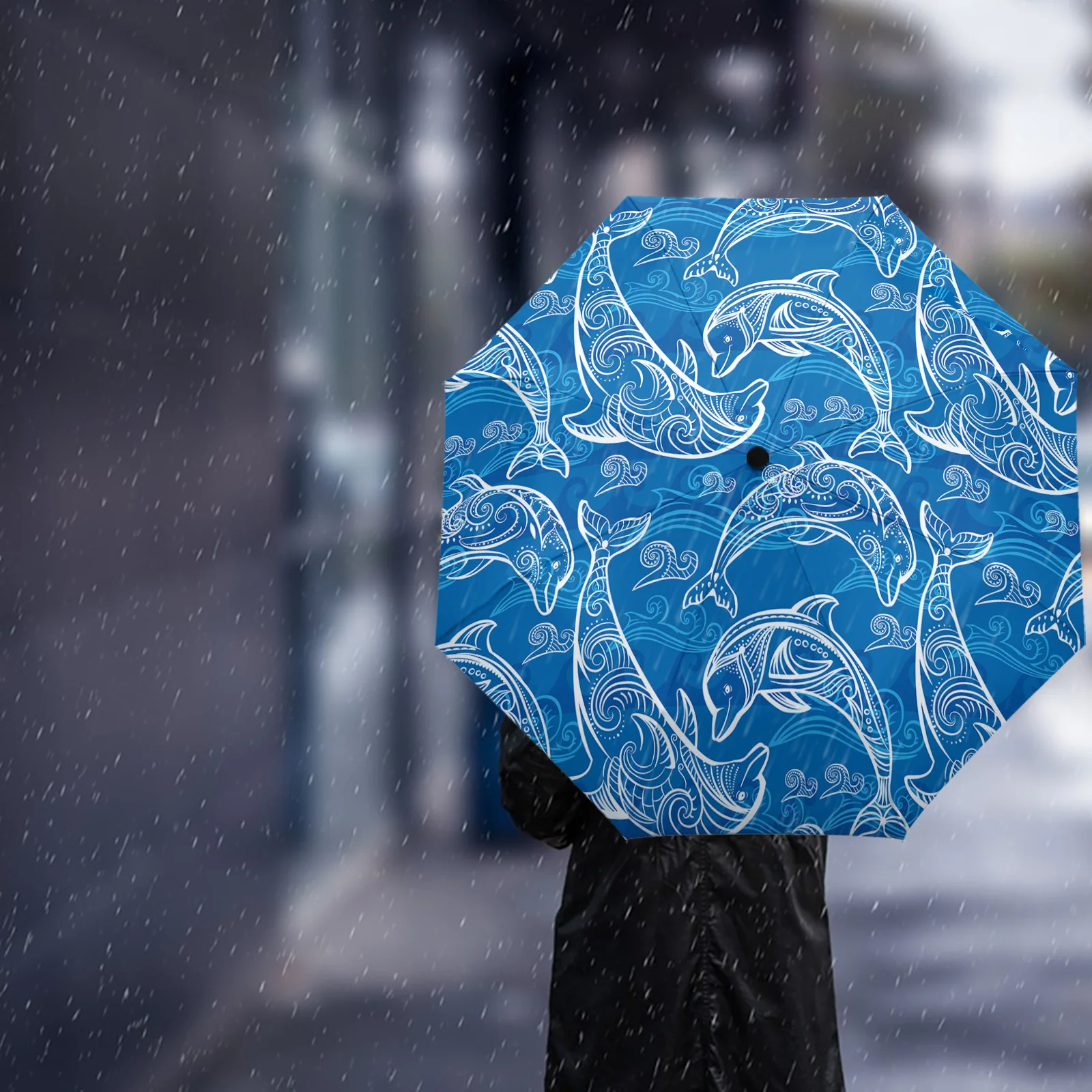 Текстура летних волн Дельфина, Автоматический Зонт, складной Зонт для путешествий, Портативный ветрозащитный зонт-зонтики2