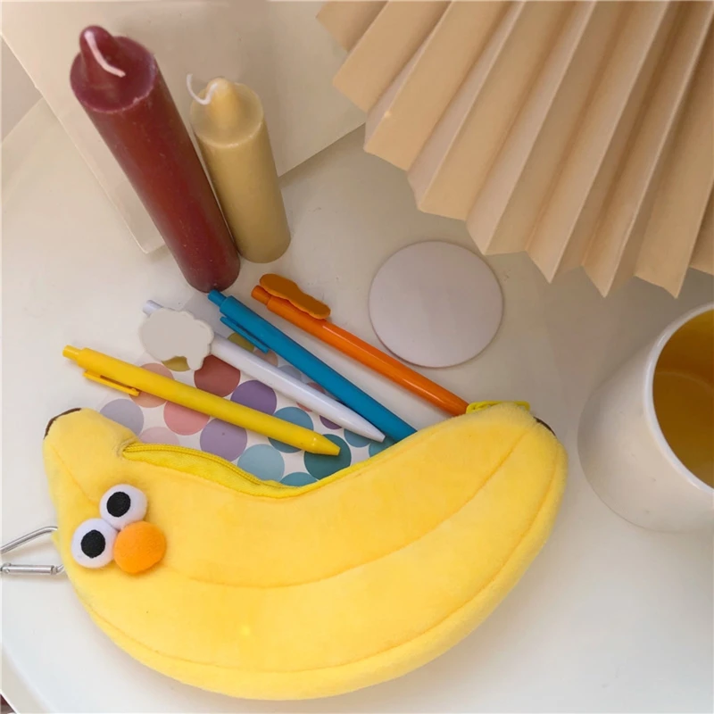 Симпатичный чехол для ручек в виде банана, плюшевая сумка для ручек, ручка большой емкости для чехла, косметичка, которую можно стирать для детей, взрослых, студентов, школьных челноков2
