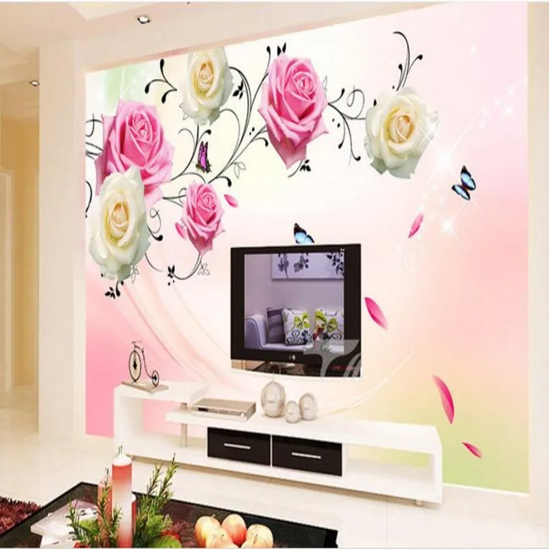 wellyu Пользовательские большие фрески красивый элегантный розовый узор 3D стерео круг ТВ фон обои для стен papel de parede2