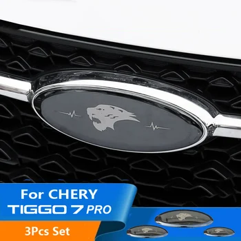 3шт Тигр Черный Автомобильные Наклейки Из Нержавеющей Стали Эмблема Значок Наклейки TIGGO 8 Капот Капот Рулевое колесо Для Chery TIGGO 7 Pro 2021 2022