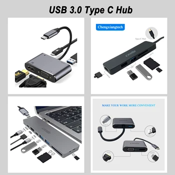 4 В 1, 5 В 1, 8 В 1 Адаптер USB 3.0 Typ C Hub Для HDMI VGA Type-C PD Mircro SD SDXC USB 3.0 Считыватель Thunderbolt 3 Док-станция