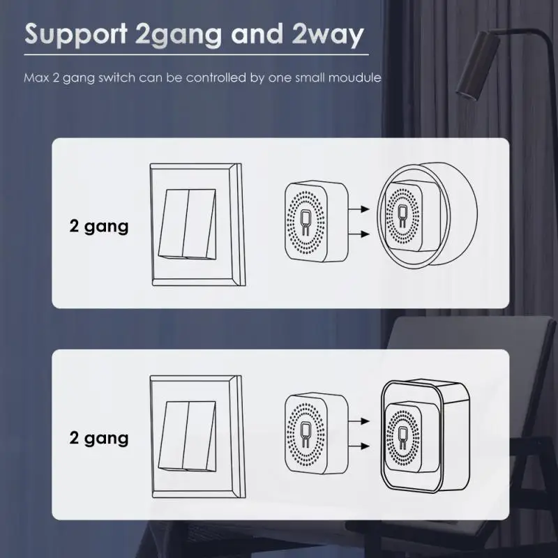 Mini Tuya Smart 2 Gang WIFI Switch Беспроводной релейный модуль DIY Smart Home APP Control Работает с Alexa Google Home, Яндекс Алиса3