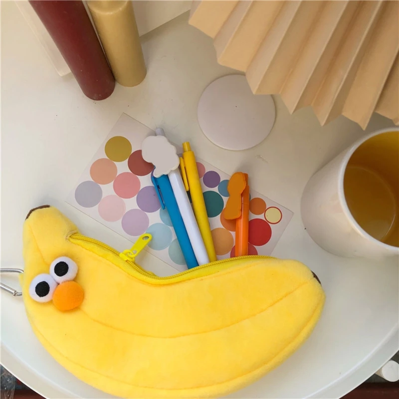 Симпатичный чехол для ручек в виде банана, плюшевая сумка для ручек, ручка большой емкости для чехла, косметичка, которую можно стирать для детей, взрослых, студентов, школьных челноков3