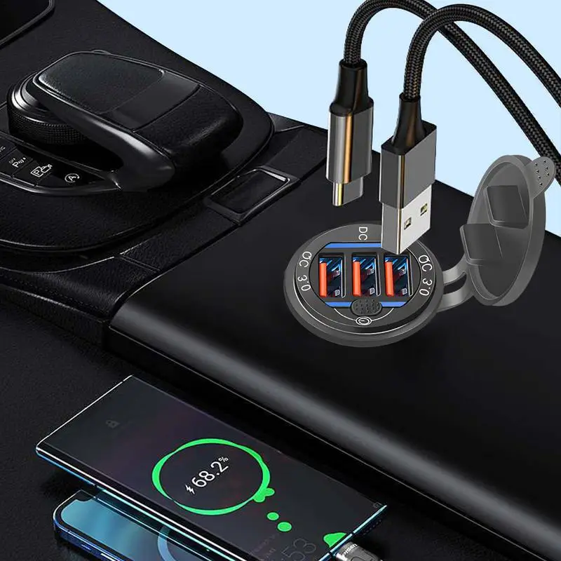 Быстрое автомобильное зарядное устройство Быстрая зарядка PD Quick Block Charger С 3 USB-портами и переключателем Адаптер зарядного устройства для автомобильного телефона Автомобильные Аксессуары3