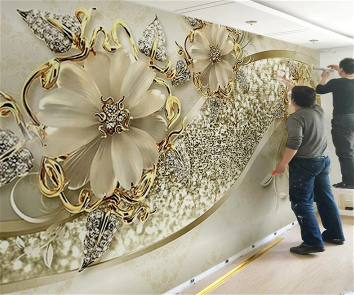 Обои нестандартного размера Европейский дворец жемчужный цветок фон фреска Украшение дома Гостиная спальня Фреска 3D Обои фото4