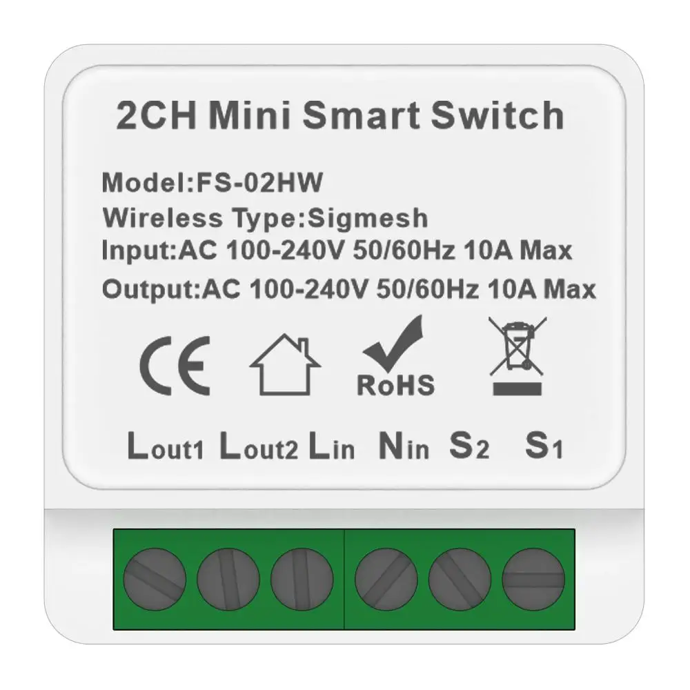 Mini Tuya Smart 2 Gang WIFI Switch Беспроводной релейный модуль DIY Smart Home APP Control Работает с Alexa Google Home, Яндекс Алиса5