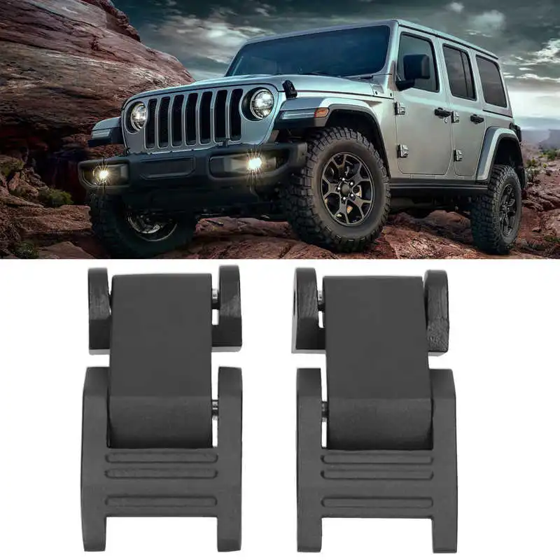 Комплект защелок капота двигателя, комплект пряжек, алюминиевый сплав, черный, подходит для Jeep Wrangler/Gladiator автомобильные аксессуары5