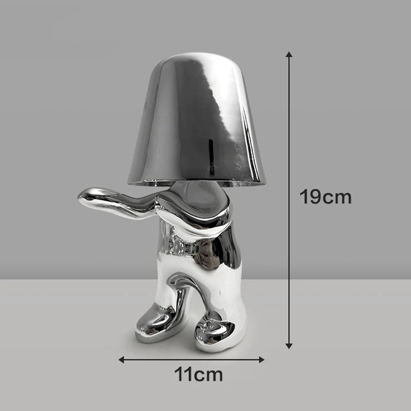 Креативные лампы Little Golden Man 2000mAh Перезаряжаемая Настольная лампа Сенсорные Беспроводные Атмосферные лампы с регулируемой яркостью для спальни Кафе Подарок5