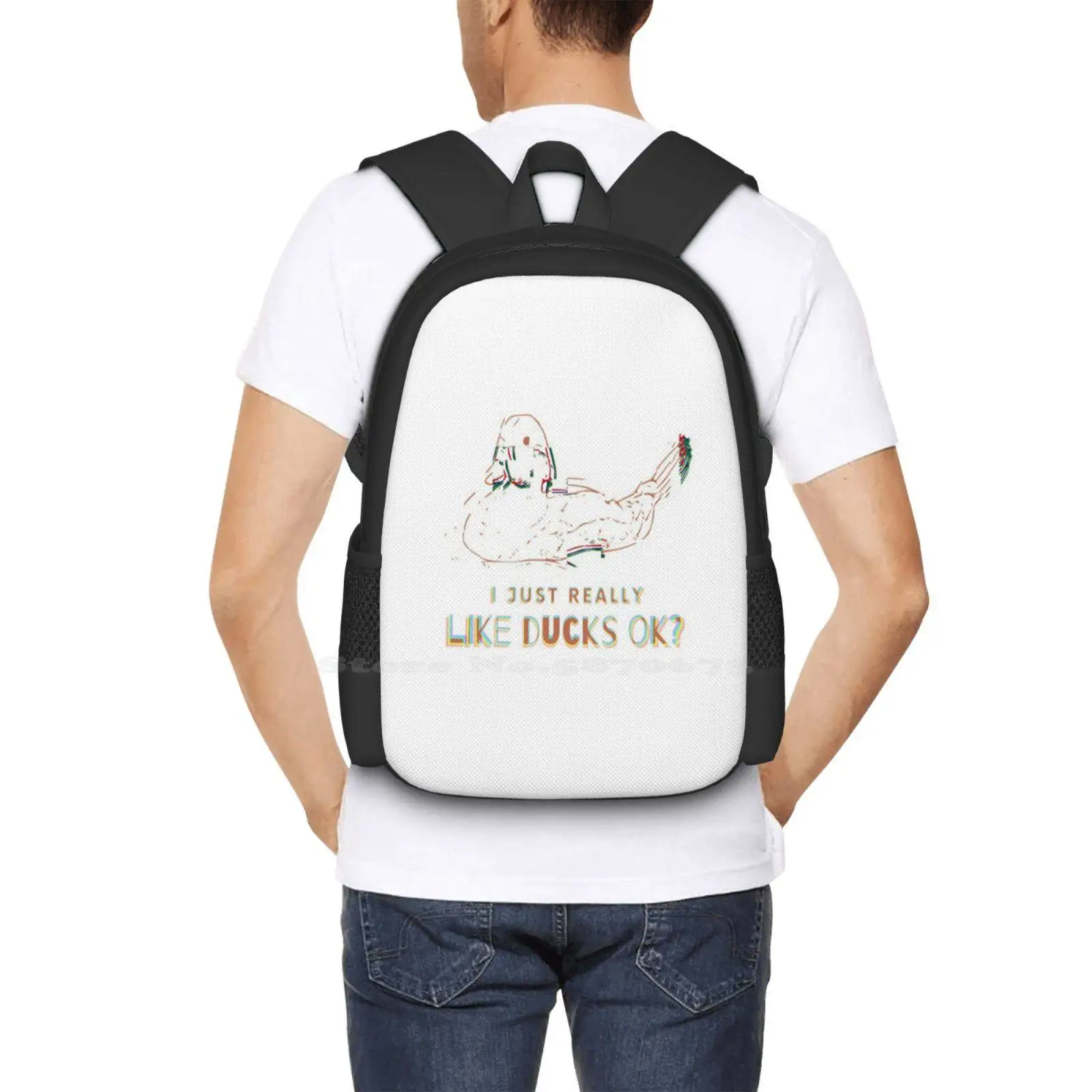 Мне просто очень нравятся утки, хорошо? Модный дизайн, дорожный ноутбук, школьный рюкзак, сумка для любителей уток, графика утки, забавная вода5