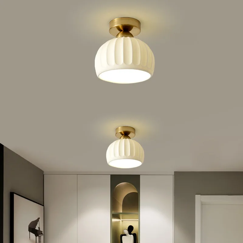 Потолочный светильник для прихожей в скандинавском стиле, светильник для коридора, современный креативный белый керамический светильник для балкона, потолочный светильник для коридора5
