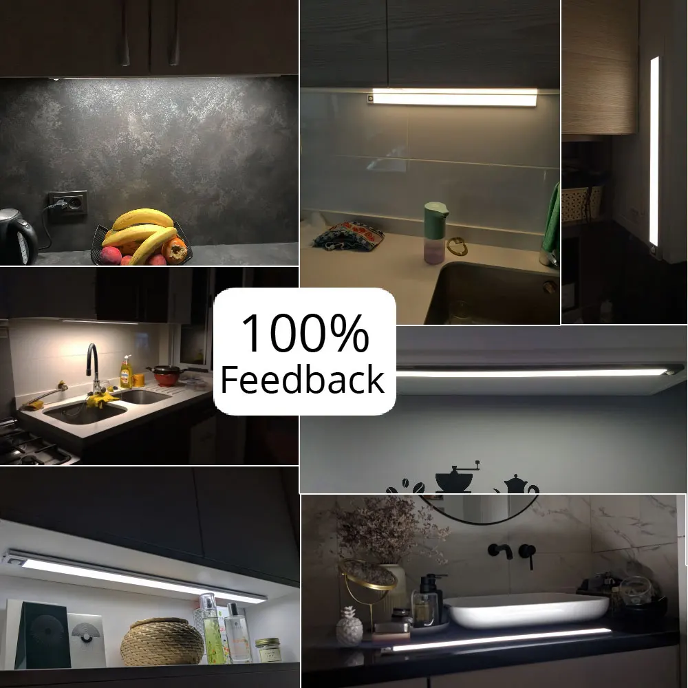 Zoyaloo Ультратонкий 20/40 светодиодный Светильник для кухонного шкафа, Датчик ручной развертки, Алюминиевые USB-перезаряжаемые Светильники для кухонных шкафов5