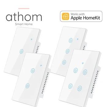 ATHOM US Homekit WiFi Smart Switch Сенсорная клавиша Siri Control График синхронизации 1/2/3/4 Gang