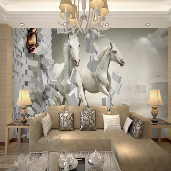 beibehang Custom papel de parede 3d фотообои для гостиной спальни креативная настенная роспись Белой лошади обои для домашнего декора