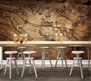 beibehang papel de parede Пользовательские обои 3D фрески ретро дерево карта мира фон стены гостиная спальня 3D обои