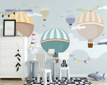 beibehang papel de parede Пользовательские новые скандинавские обои ручной росписи на воздушном шаре с животными-облаками для детской комнаты