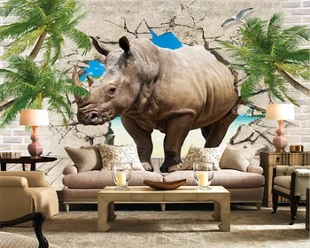 beibehang Изготовленная на заказ современная новая картина для украшения спальни и гостиной обои с изображением скандинавского носорога, обои для домашнего декора