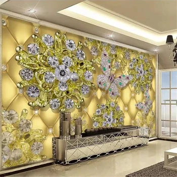 beibehang Пользовательские обои 3D фреска роскошные золотые украшения бриллиантовый цветок ТВ фон обои домашний декор 3d papel de parede