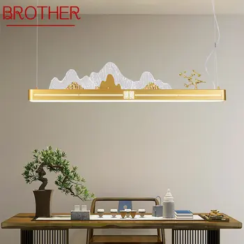 BROTHER LED 3 цвета Современные подвесные светильники Пейзаж в китайском стиле Роскошная Золотая люстра для гостиной в чайном домике