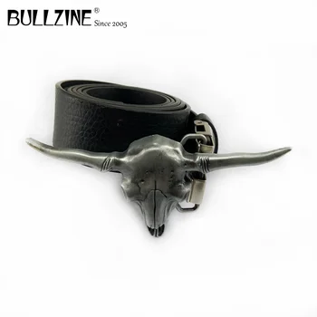 Bullzine цинковый сплав ретро бычья голова западные ковбойские джинсы подарочная пряжка для ремня БЕСПЛАТНЫЙ PU ремень FP-03096 прямая доставка