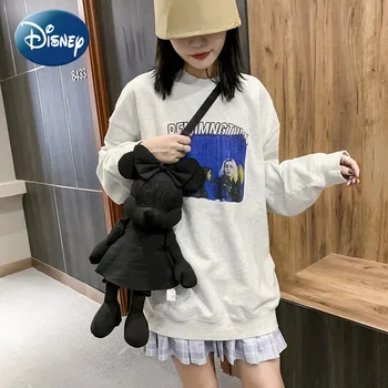 Disney 2023 Новая плюшевая кукла Минни Маус, рюкзак с набивкой животных, Нейлоновая женская сумка, Черный рюкзак, плюшевые игрушки для девочек-подростков