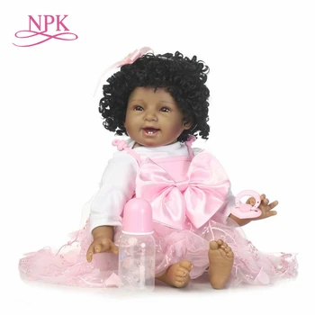 NPK Горячая распродажа reborn baby doll новый дизайн черная кукла для девочек виниловая силиконовая детская мода подарок для детей на Рождество