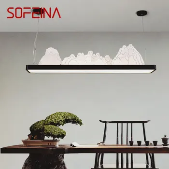 SOFEINA LED 3 цвета Подвесных светильников в китайском стиле, пейзажных подвесных светильников и люстр для чайного домика, декора столовой
