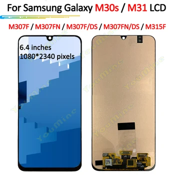 Super AMOLED Для Samsung Galaxy M30s LCD M307 M307FN Дисплей с Сенсорным Экраном Дигитайзер В Сборе Для Samsung M31 M315 LCD