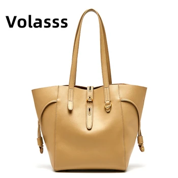 VOLASSS, Новая женская сумка из натуральной кожи, Большая вместительная Универсальная модная сумка-тоут, Роскошные сумки через плечо из воловьей кожи.