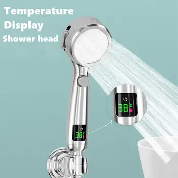 Автоматическая насадка для душа со светодиодной подсветкой, цифровой дисплей температуры, Водосберегающая насадка для душа, ручной распылитель для ванной комнаты с 5 цветными светодиодами